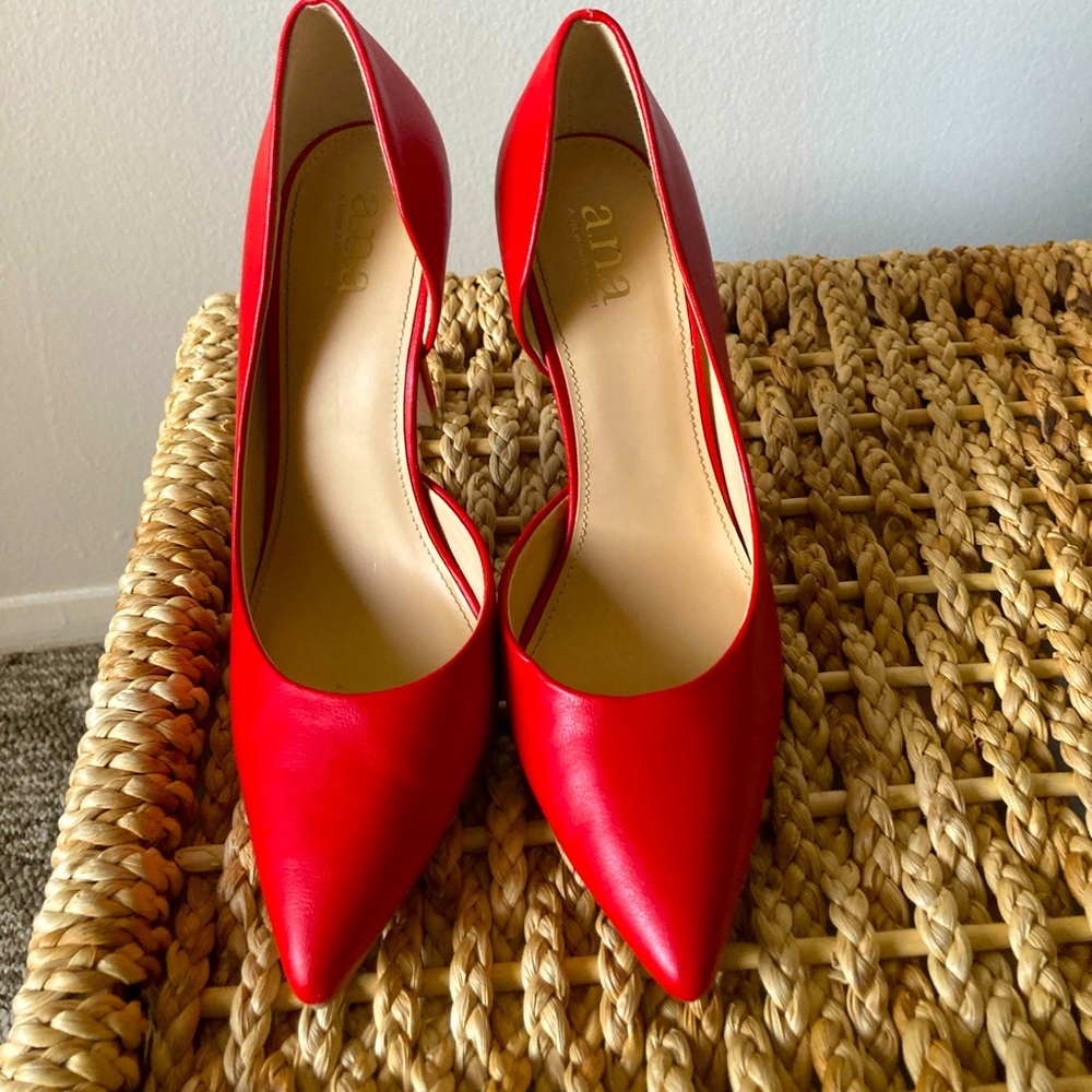Red Faux Leather Stiletto Heels